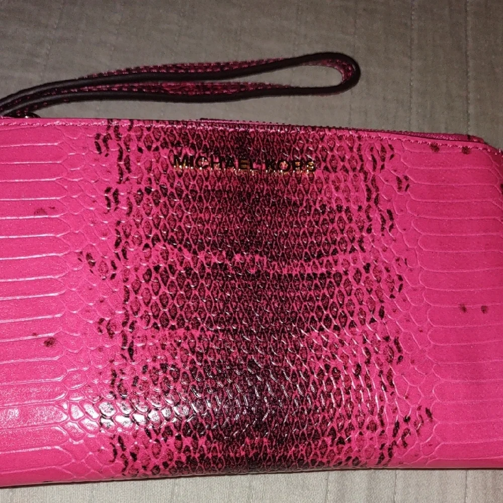 Michael Kors Snakeskin Wallet With Wrist Strap